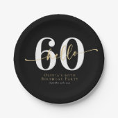 Hallo 60 Zestigste verjaardag Papieren Bordje (Voorkant)