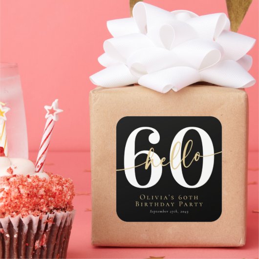 Hallo 60 Zestigste verjaardag Vierkante Sticker (Feest)