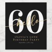 Hallo 60 Zestigste verjaardag Wijn Etiket (Enkel label)