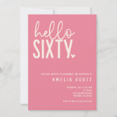 Hallo 60e verjaardag moderne perzik minimaal kaart (Voorkant)