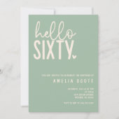 Hallo 60e verjaardag Moderne Sage Minimaal Kaart (Voorkant)