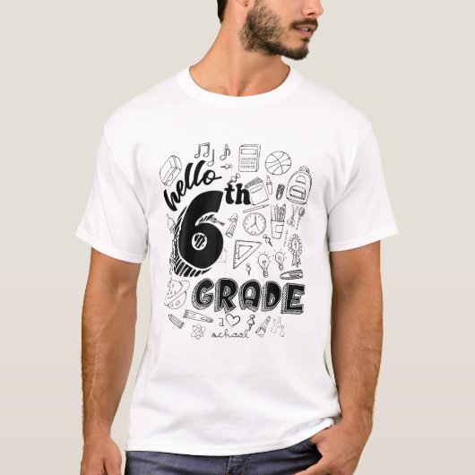 hallo 6e graad zesde lerarenteam terug naar t-shirt (Voorkant)