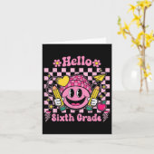 Hallo 6e klas groovy 6e klas terug naar school kaart (Gele Bloem)