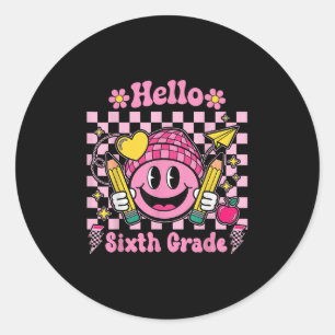 Hallo 6e klas groovy 6e klas terug naar school ronde sticker