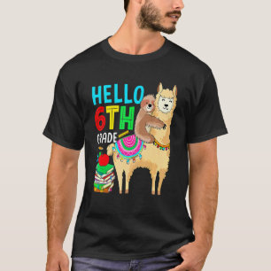 Hallo 6e klas luiaard die op een lama rijdt terug t-shirt