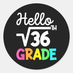Hallo 6e klas vierkantswortel van 36 terug naar sc ronde sticker