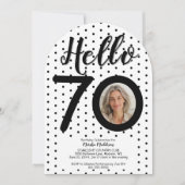 Hallo 70 Foto Zwart & Wit Stippen Verjaardag Kaart (Voorkant)