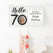 Hallo 70 Foto Zwart & Wit Stippen Verjaardag Spandoek (Insitu)