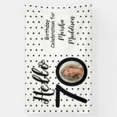 Hallo 70 Foto Zwart & Wit Stippen Verjaardag Spandoek (Verticaal)