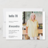 Hallo 70 Moderne aangepaste foto 70e verjaardagsfe Kaart (Voorkant)