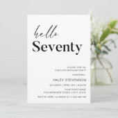 Hallo 70 Moderne Chic minimalist 70e verjaardag Kaart (Staand voorkant)