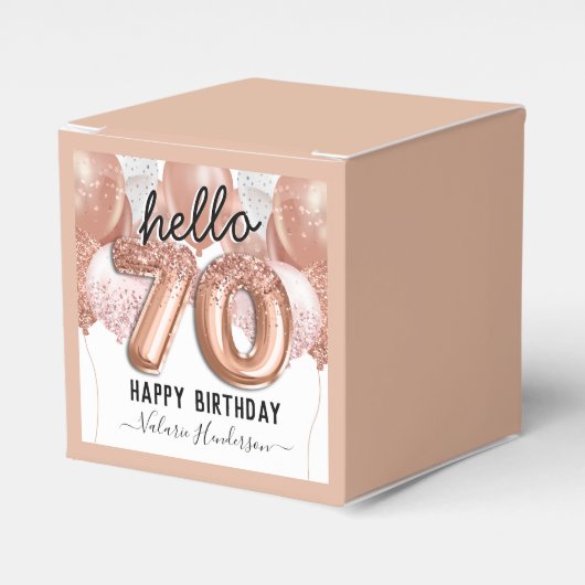 hallo 70 Roze Glitter Birthday Balloons Favor Box Bedankdoosjes (Voorkant Zijde)