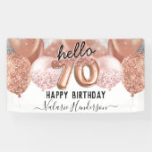 hallo 70 Roze Glitter Birthday Balloons Sign Spandoek (Horizontaal)