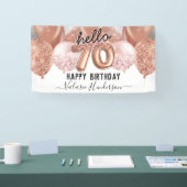 hallo 70 Roze Glitter Birthday Balloons Sign Spandoek (Beurs)