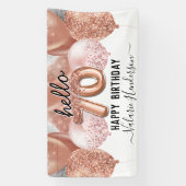 hallo 70 Roze Glitter Birthday Balloons Sign Spandoek (Verticaal)