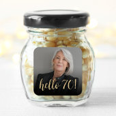 Hallo 70 verjaardagsfeest foto juichen vierkante sticker