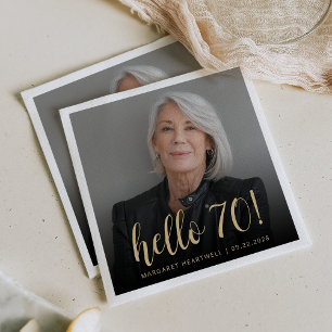 Hallo 70 Zeventigste Verjaardagsfeest Foto Servet