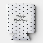 Hallo 70 Zwart & Wit Stippen Foto & Naam Verjaarda Blikjeskoeler (Achterkant)