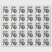 Hallo 70 Zwart & Wit Stippen Foto & Naam Verjaarda Cadeaupapier (Vlak)