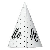 Hallo 70 Zwart & Wit Stippen Foto & Naam Verjaarda Feesthoedjes (Achterkant)