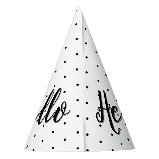 Hallo 70 Zwart & Wit Stippen Foto & Naam Verjaarda Feesthoedjes (Achterkant)