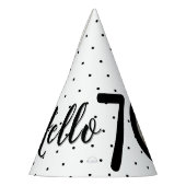 Hallo 70 Zwart & Wit Stippen Foto & Naam Verjaarda Feesthoedjes (Links)