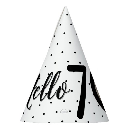 Hallo 70 Zwart & Wit Stippen Foto & Naam Verjaarda Feesthoedjes (Links)