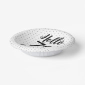 Hallo 70 Zwart & Wit Stippen Foto & Naam Verjaarda Papieren Kommen (Gebogen)