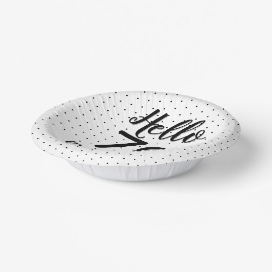 Hallo 70 Zwart & Wit Stippen Foto & Naam Verjaarda Papieren Kommen (Gebogen)