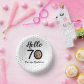 Hallo 70 Zwart & Wit Stippen Foto & Naam Verjaarda Papieren Kommen (Feest)