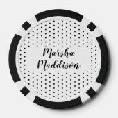 Hallo 70 Zwart & Wit Stippen Foto & Naam Verjaarda Poker Chips (Achterkant)
