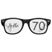 Hallo 70 Zwart & Wit Stippen Foto & Naam Verjaarda Retro Zonnebril (Voorkant)