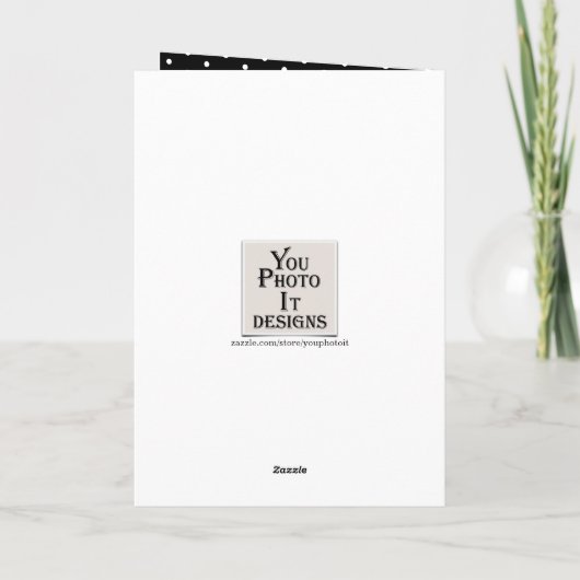 Hallo 70 Zwart & Wit Stippen Foto Verjaardag Kaart (Achterkant)