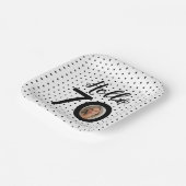 Hallo 70 Zwart-wit Stippen Foto Verjaardag Papieren Bordje (Gebogen)