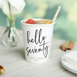 Hallo 70ste minimalistische 70ste verjaardagsfeest papieren bekers
