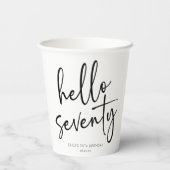 Hallo 70ste minimalistische 70ste verjaardagsfeest papieren bekers (Achterkant)