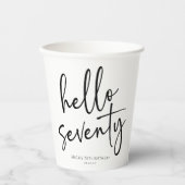 Hallo 70ste minimalistische 70ste verjaardagsfeest papieren bekers (Voorkant)