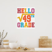 hallo 7-klas Square wortel van 49 wiskunde student Poster (Keuken)