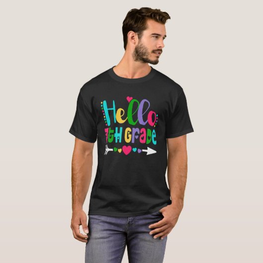 hallo 7e graad leraar Kind terug naar school 7 T-shirt (Voorkant volledig)