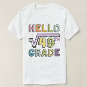 hallo 7e Grade Funny Square Root van 49 Wiskunde T-shirt