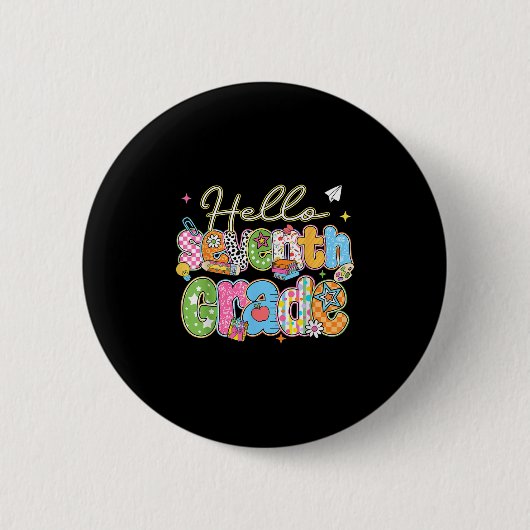 Hallo 7e leerjaar Eerste schooldag Terug naar scho Ronde Button 5,7 Cm (Voorkant)