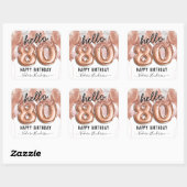 hallo 80 roze Glitter Birthday-ballonnen Vierkante Sticker (Vel)
