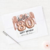 hallo 80 roze Glitter Birthday-ballonnen Vierkante Sticker (Envelop)