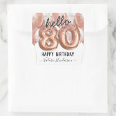 hallo 80 roze Glitter Birthday-ballonnen Vierkante Sticker (Tas)