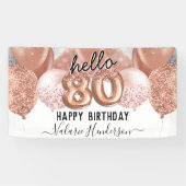 hallo 80 roze Glitter Birthday Balloons Sign. Spandoek (Horizontaal)