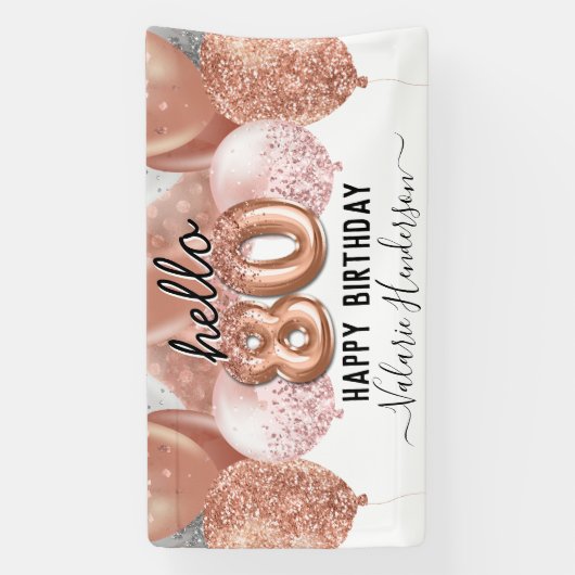 hallo 80 roze Glitter Birthday Balloons Sign. Spandoek (Verticaal)
