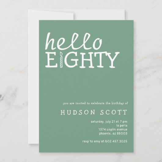 hallo 80ste verjaardag kaart (Voorkant)