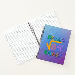 hallo 8e Grade Funny Square Root van 64 Wiskunde T Notitieboek