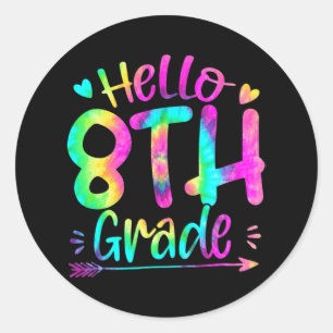 hallo 8e Grade Team Tie Dye Terug naar School Teac Ronde Sticker
