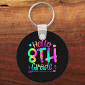hallo 8e Grade Team Tie Dye Terug naar School Teac Sleutelhanger (Achterkant)
